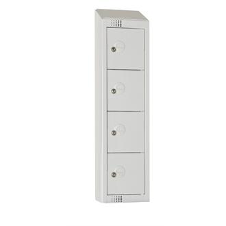 CF753CS Elite Personal Effects Locker 4 Door Grey Camlock Sloping Top