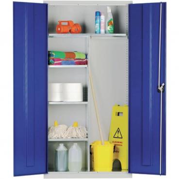 CF800 Janitorial Cupboard Grey with Blue Doors
