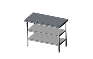 Cater-Fabs Stainless Steel Centre Tables 700mm Deep with 2 Undershelf	