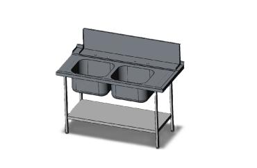 Cater-Fabs Double Bowl Inlet Sink for Passthrough Dishwashers - 655mm Deep