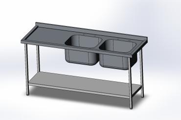 Cater-Fabs Fully Stainless Steel Double Bowl Sink With Left Hand Drainer - Depth 700mm - Width 1500 to 2400mm