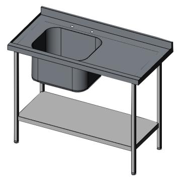 Cater-Fabs Fully Stainless Steel Single Bowl Sink With Right Hand Drainer - Depth 600mm - Width 1200 to 2400mm