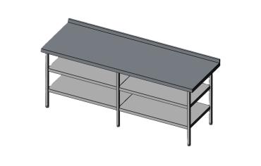 Cater-Fabs Stainless Steel Wall Tables 700mm Deep with 2 Undershelves