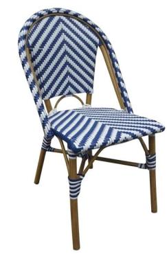 Bolero CH110 Parisian Style Rattan Side Chair Blue (2 Pack)