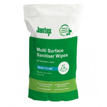 Jantex Green RTU Surface Sanitiser Wipes Refill Pack 200mm (Pack of 200) - CH651