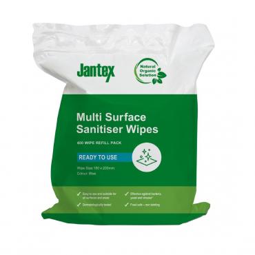 Jantex Green RTU Surface Sanitiser Wipes Refill Pack 200mm (Pack of 400) - CH653