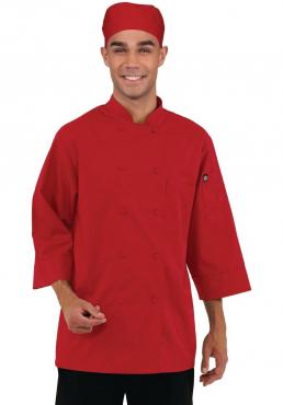 Chef Works B106 Red 3/4 Sleeve Chefs Jacket