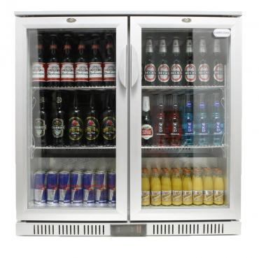 Cater-Cool CK1501LED Commercial Double Door Hinged Silver Bottle Cooler With LED Lighting