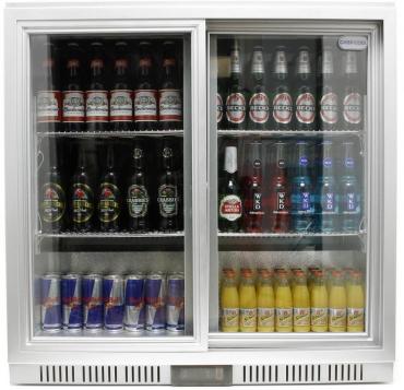 Cater-Cool CK1502LED Commercial Double Door Sliding Silver Bottle Cooler With LED Lighting