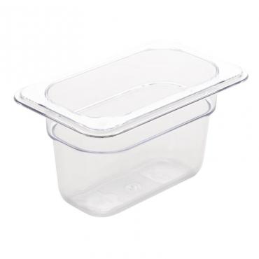 Cater-Cook 1/9GN Clear Polycarbonate Gastronorm Container, 100mm Deep - CK3027
