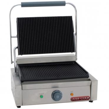 Cater-Cook CK8111 Large Single Contact Grill - Ribbed top & bottom