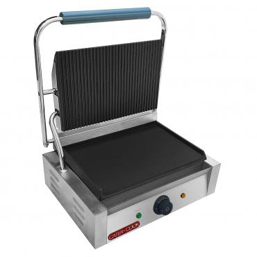 Cater-Cook CK8112 Large Single Contact Grill - Ribbed Top, Flat Bottom
