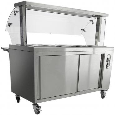 Cater-Cook CK8150 Curved Glass Servery Unit / Hot Cupboard With Bain Marie Top