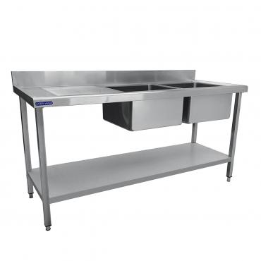 CK8180 Flat Pack Stainless Steel Double Sink With Left Hand Drainer