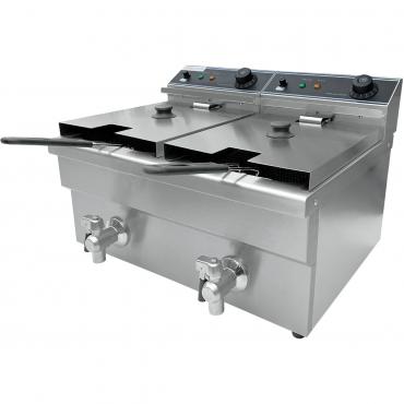 Cater-Cook CK8812-2 Commercial Twin Tank Electric Fryer with Taps - 2 x 6 Litre