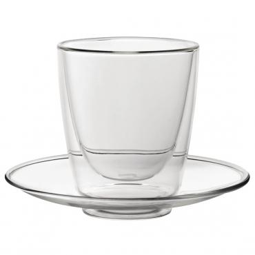 Utopia CP884 Double Walled Cappuccino Glass and Saucer 220ml (Pack of 6)