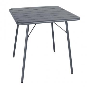 Bolero CS730 Slatted Square Steel Table Grey 700mm