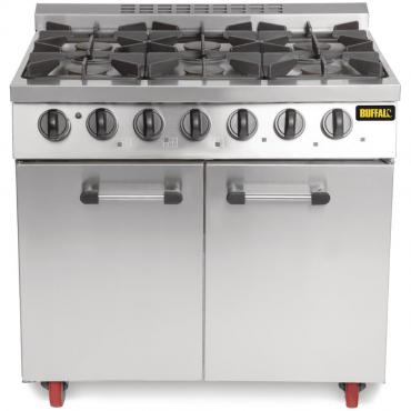 Buffalo CT253 6 Burner Gas Oven Range With Castors