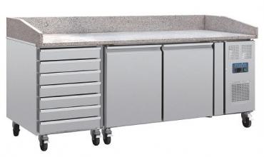 Polar CT423 U-Series Double Door Pizza Counter with Granite Top and Dough Drawers 290Ltr 