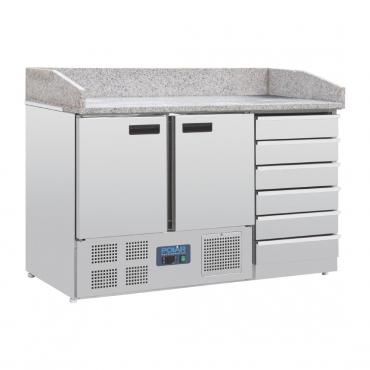 Polar CT425 G-Series Double Door Pizza Counter with Granite Top and Dough Drawers