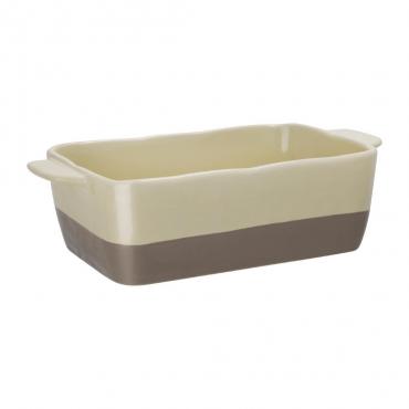 Olympia DB520 Cream And Taupe Ceramic Roasting Dish 1/3 GN