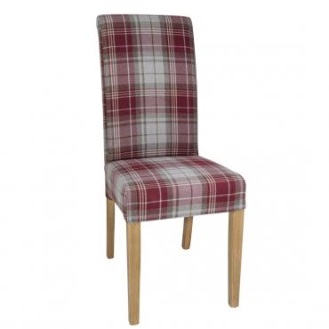 Bolero Austin Dining Chairs Wine Tartan (Pack of 2) DB989