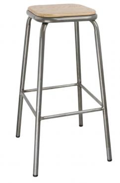 Bolero DE479 Galvanised Steel High Stool with Wooden Seatpad (Pack of 4).