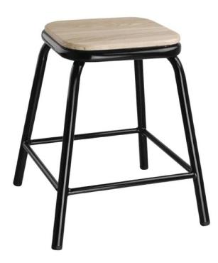 Bolero DE481 Cantina Low Stools with Wooden Seats Black (4 Pack)