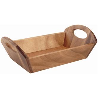 DL146 Acacia Wood Bread Basket with Handles