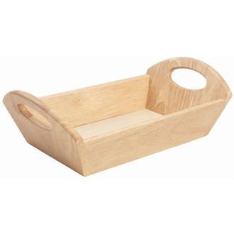 DL147 Hevea Wood Bread Basket with Handles