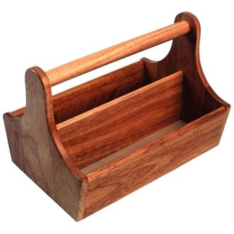 DL148 Acacia Wood Condiment Basket with Handle