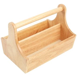 DL149 Hevea Wood Condiment Basket with Handle