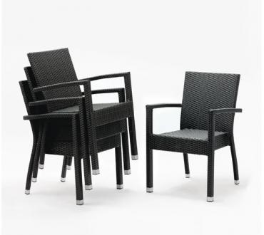 Bolero DL477  Wicker Armchairs Charcoal (Pack of 4)