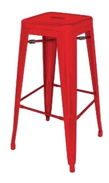 Bolero DL871 Bistro Steel High Stools Red (4 Pack)