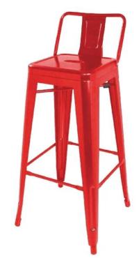 Bolero DL872 Bistro Steel High Stool With Backrest Red (4 Pack)