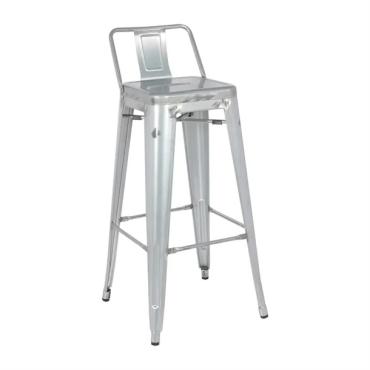 Bolero DL877 Bistro Galvanised Steel High Stool with Backrest (4 pack)