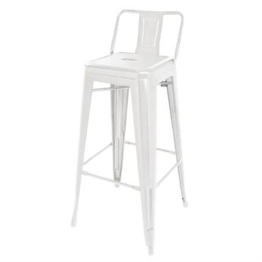 Bolero DL890 Bistro Steel High Stool With Backrest White (4 pack)