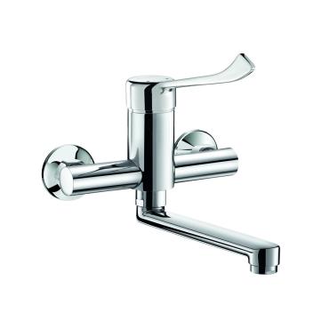 Delabie 1/2 Inch Wall Mounted Lever Control Mixer Tap with Swivel Spout - DLB-4892LS
