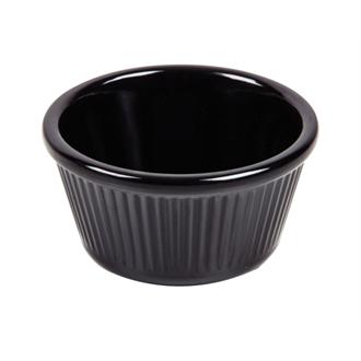 DM164 Kristallon Melamine Fluted Ramekins Black 76mm x 12
