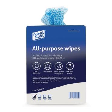 Robert Scott All-Purpose Antibacterial Cleaning Cloths Blue (Pack of 200) - DN843