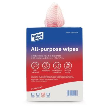 Robert Scott All-Purpose Antibacterial Cleaning Cloths Red (Pack of 200) - DN844