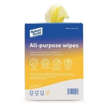 Robert Scott All-Purpose Antibacterial Cleaning Cloths Yellow (Pack of 200) - DN845