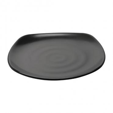DR513 Olympia Kristallon Fusion Melamine Rounded Square Plates Black 250mm - Pack of 6