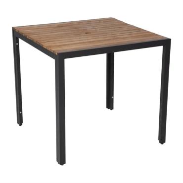 Bolero DS152 Square Steel and Acacia Table 800mm