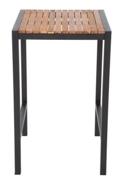 Bolero DS155 Square Steel and Acacia Bar Table 600mm
