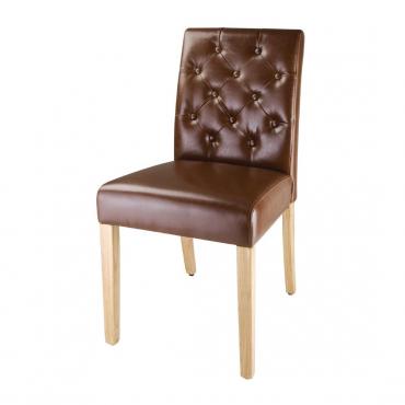 Bolero DT699 - 2 Pack- Chiswick Button Dining Chairs Tan Leather 