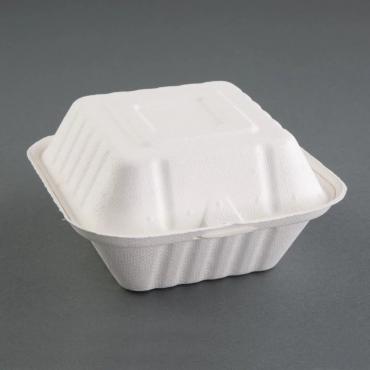 Fiesta Green DW246 Compostable Bagasse Burger Boxes 153mm (Pack of 500)