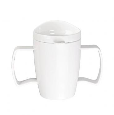 Olympia Kristallon Heritage Double-Handled Mugs with Lids White 300ml (Pack of 4)