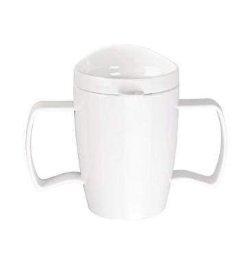 Olympia DW715 Kristallon Heritage Double-Handled Mugs with Lids White 300ml (Pack of 4)
