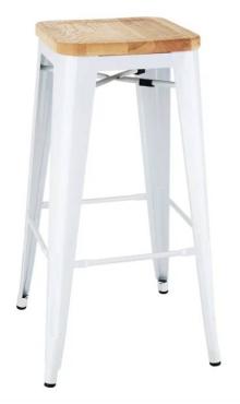 Bolero DW739 Bistro High Stools with Wooden Seat pad White (4 Pack)